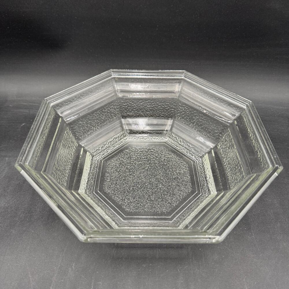 Vintage Serving Bowl in Octagon Clear by Anchor Hocking 10"